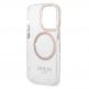 Guess Translucent MagSafe Case - хибриден удароустойчив кейс с MagSafe за iPhone 14 Pro Max (златист-прозрачен) 2