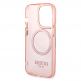 Guess Translucent MagSafe Case - хибриден удароустойчив кейс с MagSafe за iPhone 14 Pro Max (розов-прозрачен) 3