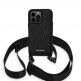 Karl Lagerfeld Monogram Crossbody Case - дизайнерски кожен кейс с връзка за носене за iPhone 14 Prо (черен) 4