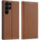 Dux Ducis Skin X2 Case - кожен калъф с поставка и отделение за кр. карти за Samsung Galaxy S23 Ultra (кафяв) 1
