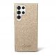 Guess Glitter Flakes Metal Logo Case - хибриден удароустойчив кейс за Samsung Galaxy S23 Ultra (златист) 1