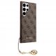 Guess 4G Charms Collection Hard Case - дизайнерски кожен кейс за Samsung Galaxy S23 Ultra (кафяв) 2