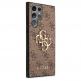 Guess Saffiano 4G Metal Logo Leather Hard Case - дизайнерски кожен кейс за Samsung Galaxy S23 Ultra (кафяв) 3