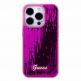 Guess Sequin Script Logo Case - дизайнерски силиконов кейс с връзка за носене за iPhone 15 (розов) 5