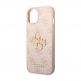 Guess PU 4G Metal Logo Leather Hard Case - дизайнерски кожен кейс за iPhone 15 (розов) 3