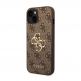 Guess PU 4G Metal Logo Leather Hard Case - дизайнерски кожен кейс за iPhone 15 (кафяв) 1