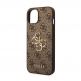 Guess PU 4G Metal Logo Leather Hard Case - дизайнерски кожен кейс за iPhone 15 (кафяв) 3