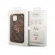 Guess PU 4G Metal Logo Leather Hard Case - дизайнерски кожен кейс за iPhone 15 (кафяв) 5