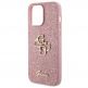 Guess PU Fixed Glitter 4G Metal Logo Case - силиконов (TPU) калъф за iPhone 15 Pro Max (розов)  1