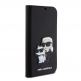 Karl Lagerfeld PU Saffiano Karl and Choupette NFT Book Case - дизайнерски кожен калъф, тип портфейл за iPhone 15 Pro Max (черен) 5