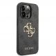 Guess PU 4G Metal Logo Leather Hard Case - дизайнерски кожен кейс за iPhone 15 Pro Max (сив) 2