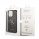 Guess PU 4G Metal Logo Leather Hard Case - дизайнерски кожен кейс за iPhone 15 Pro Max (сив) 3
