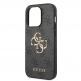 Guess PU 4G Metal Logo Leather Hard Case - дизайнерски кожен кейс за iPhone 15 Pro Max (сив) 6