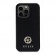 Guess PU 4G Strass Metal Logo Leather Hard Case - дизайнерски кожен кейс за iPhone 15 Pro (черен) 3
