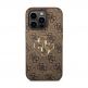 Guess PU 4G Metal Logo Leather Hard Case - дизайнерски кожен кейс за iPhone 15 Pro (кафяв) 2