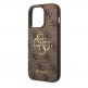 Guess PU 4G Metal Logo Leather Hard Case - дизайнерски кожен кейс за iPhone 15 Pro (кафяв) 3