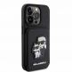 Karl Lagerfeld PU Saffiano Card Slot Stand Karl and Choupette Case - дизайнерски кожен кейс с отделение за карти за iPhone 15 Pro Max (черен) 3