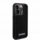 Karl Lagerfeld PU Rhinestone Plate Metal Logo Leather Hard Case - дизайнерски кожен кейс за iPhone 15 Pro Max (черен) 3