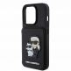 Karl Lagerfeld PU Saffiano Card Slot Stand Karl and Choupette Case - дизайнерски кожен кейс с отделение за карти за iPhone 15 Pro (черен) 4