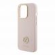 Guess Liquid Silicone 4G Strass Metal Logo Case - силиконов (TPU) калъф за iPhone 15 Pro (розов) 4