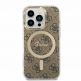 Guess IML 4G MagSafe Case - дизайнерски силиконов кейс с MagSafe за iPhone 15 Pro (кафяв) 1