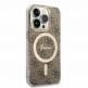 Guess IML 4G MagSafe Case - дизайнерски силиконов кейс с MagSafe за iPhone 15 Pro (кафяв) 2