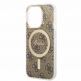 Guess IML 4G MagSafe Case - дизайнерски силиконов кейс с MagSafe за iPhone 15 Pro (кафяв) 3