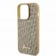 Guess PU Square Mirror Script Logo Leather Hard Case - дизайнерски кожен кейс за iPhone 15 Pro (златист) 3