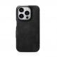 iCarer Leather Oil Wax MagSafe Folio Case - кожен калъф (естествена кожа), тип портфейл с MagSafe за iPhone 15 Pro (черен) 1