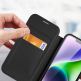 Dux Ducis Skin X Pro Magnetic Wallet Case - удароустойчив хибриден кожен кейс с отделение за карти и MagSafe за iPhone 15 (черен-прозрачен) 9