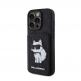 Karl Lagerfeld PU Saffiano Monogram Choupette Card Slot Stand Case - дизайнерски кожен кейс с отделение за карти за iPhone 15 Pro Max (черен) 1