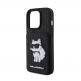 Karl Lagerfeld PU Saffiano Monogram Choupette Card Slot Stand Case - дизайнерски кожен кейс с отделение за карти за iPhone 15 Pro Max (черен) 5