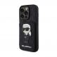 Karl Lagerfeld PU Saffiano Monogram Ikonik Card Slot Stand Case - дизайнерски кожен кейс с отделение за карти за iPhone 15 Pro Max (черен) 1
