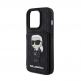Karl Lagerfeld PU Saffiano Monogram Ikonik Card Slot Stand Case - дизайнерски кожен кейс с отделение за карти за iPhone 15 Pro Max (черен) 5