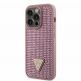 Guess Rhinestones Triangle Metal Logo Case - силиконов (TPU) калъф за iPhone 15 Pro (розов) 1