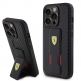 Ferrari Carbon Grip Stand Case - дизайнерски кожен кейс с поставка за iPhone 15 Pro Max (черен) 1