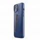Mujjo Full Leather Wallet Case - премиум кожен (естествена кожа) кейс за iPhone 15 Plus, iPhone 14 Plus (син) 3