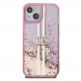 Guess Liquid Glitter Gold Stripe Case - дизайнерски кейс с висока защита за iPhone 15 Pro Max (розов) 2