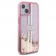 Guess Liquid Glitter Gold Stripe Case - дизайнерски кейс с висока защита за iPhone 15 Pro Max (розов) 3