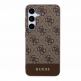 Guess PU 4G Stripe Leather Hard Case - дизайнерски кожен кейс за Samsung Galaxy S24 (кафяв) 2