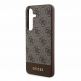 Guess PU 4G Stripe Leather Hard Case - дизайнерски кожен кейс за Samsung Galaxy S24 (кафяв) 4