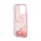 Guess Liquid Glitter Gold Stripe Case - дизайнерски кейс с висока защита за iPhone 15 Pro (розов) 5