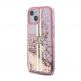 Guess Liquid Glitter Gold Stripe Case - дизайнерски кейс с висока защита за iPhone 15 (розов) 1