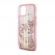 Guess Liquid Glitter Gold Stripe Case - дизайнерски кейс с висока защита за iPhone 15 (розов) 4