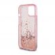 Guess Liquid Glitter Gold Stripe Case - дизайнерски кейс с висока защита за iPhone 15 (розов) 5