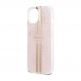 Guess IML 4G Gold Stripe Case - дизайнерски силиконов кейс за iPhone 15 (розов) 4