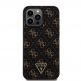 Guess PU 4G Triangle Metal Logo Case - дизайнерски кожен кейс за iPhone 15 Pro Max (черен) 2