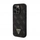 Guess PU 4G Triangle Metal Logo Case - дизайнерски кожен кейс за iPhone 15 Pro (черен) 1