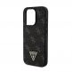 Guess PU 4G Triangle Metal Logo Case - дизайнерски кожен кейс за iPhone 15 Pro (черен) 4