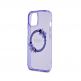 Guess Flowers Ring Glossy Logo MagSafe Case - хибриден удароустойчив кейс с MagSafe за iPhone 15 (лилав-прозрачен) 4